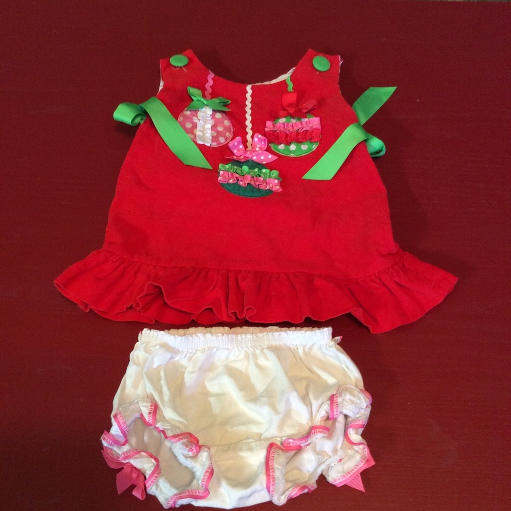Mud Pie 0/6 monthChristmas dress & panty set
